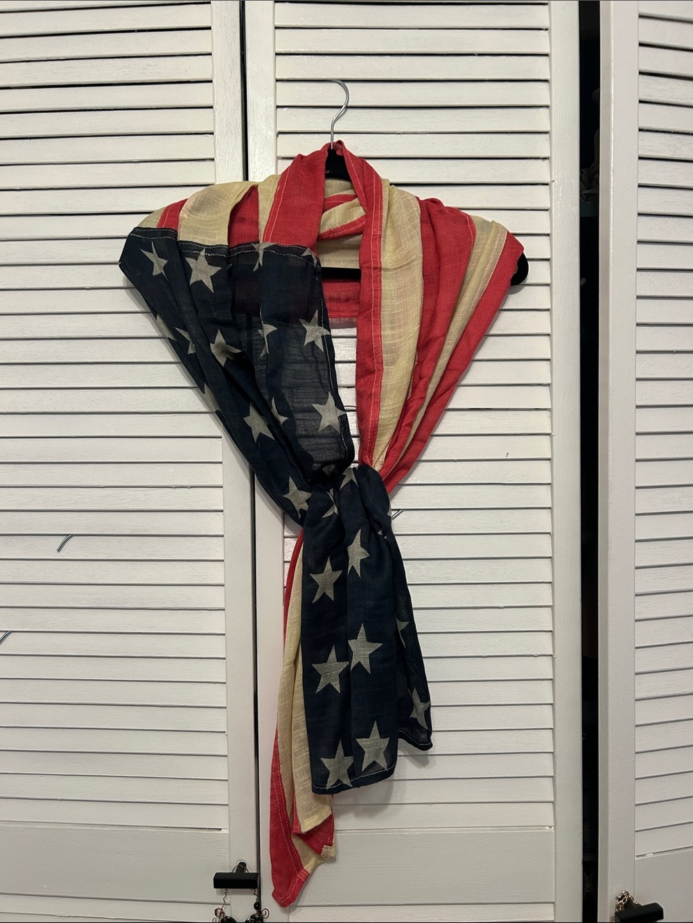 Love Stitch Red, White & Blue Star and Stripe Draped Scarf